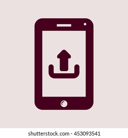 Purple Icon of Mobile Upload. Eps-10.