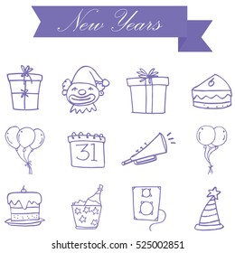 Purple icon new years collection stock
