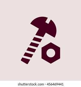 Purple Icon of Nut Bolt. Eps-10.