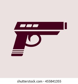 Purple Icon of Pistol. Eps-10.