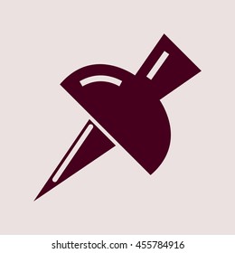 Purple Icon of Push Pin. Eps-10.