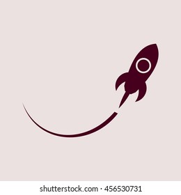 Purple Icon of Rocket. Eps-10.