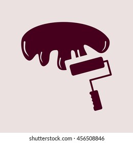 Purple Icon of Rolling  Paint Brush. Eps-10.