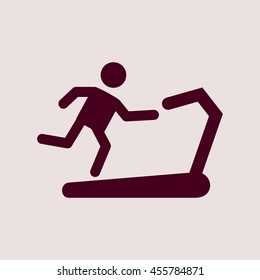 Purple Icon of Runner On Treadmill. Eps-10.