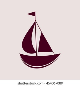 Purple Icon of Sailboat. Eps-10.