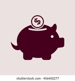 Purple Icon of Save Money, Piggy Bank. Eps-10.