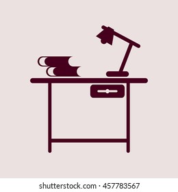 Purple Icon of Study Table. Eps-10.