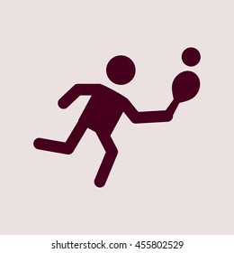 Purple Icon of Table Tennis Player. Eps-10.