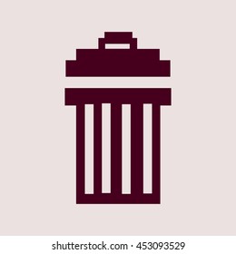 Purple Icon of Trashcan or Recycle Bin . Eps-10.