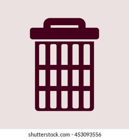 Purple Icon of Trashcan or Recycle Bin . Eps-10.