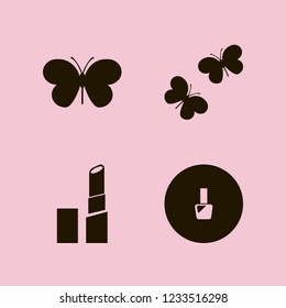 purple icon. purple vector icons set butterflies, butterfly, nail polish and lipstick