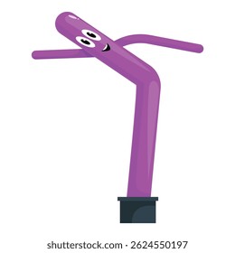 Purple inflatable tube man waving its arms and smiling