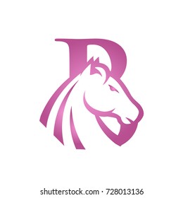 Purple Initial B Horse Set Vector Logo