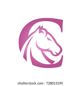 Purple Initial C Horse Set Vector Logo