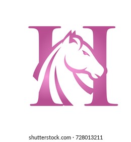 Purple Initial H Horse Set Vector Logo