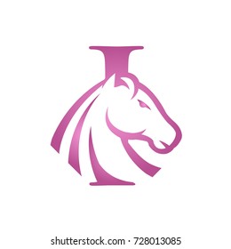 Purple Initial I Horse Set Vector Logo