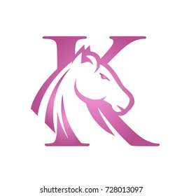 Purple Initial K Horse Set Vector Logo