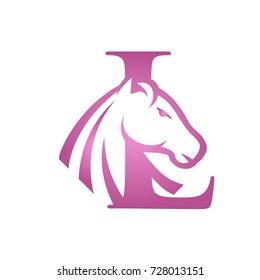Purple Initial L Horse Set Vector Logo