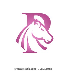 Purple Initial P Horse Set Vector Logo