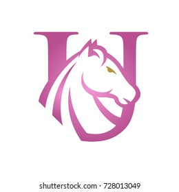 Purple Initial U Horse Set Vector Logo