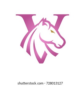 Purple Initial V Horse Set Vector Logo