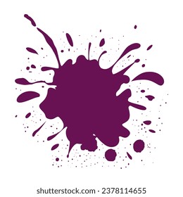 Purple ink drops, splashes, blotter spots, liquid paint drip, drop splash and ink splatter artistic art decoration