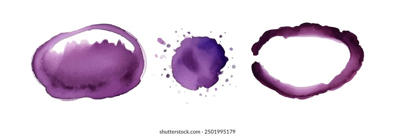 Purple ink watercolor splash paint blob. Purple ink splatter stain abstract vector background