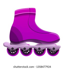 Purple inline skates icon. Cartoon of purple inline skates vector icon for web design isolated on white background