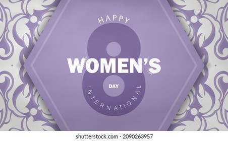 Purple international women's day flyer with luxury white ornament