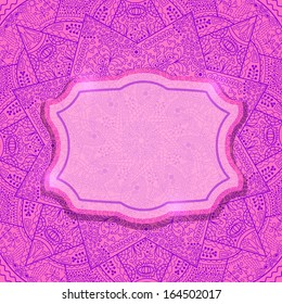 Purple Invitation Card with Abstract Backdrop. Grunge Background.