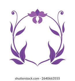 Purple Iris Floral Frame Elegant Style