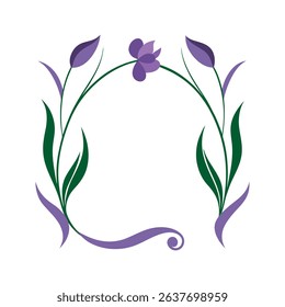 Purple Iris Floral Frame Vector Design