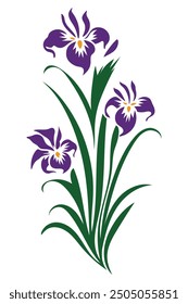 Purple Iris Flower Vector Illustration