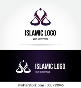 purple islamic concept abstract vector logo design template paper creative office icon business company symbol in dark purple backgrounds 