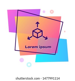 Purple Isometric cube icon isolated on white background. Geometric cubes solid icon. 3D square sign. Box symbol. Color rectangle button. Vector Illustration