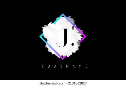 Purple J Letter Logo Design with White Stroke and Gradient Square Frame.