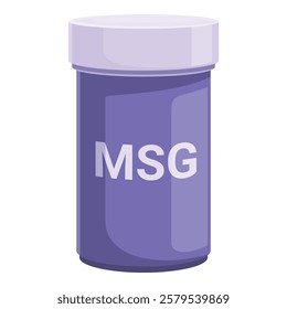 Purple jar containing msg, a common flavor enhancer used in many cuisines