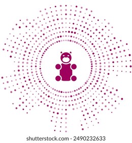 Purple Jelly bear candy icon isolated on white background. Abstract circle random dots. Vector