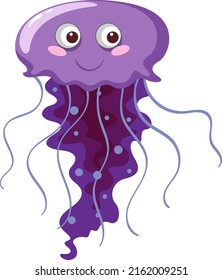 A purple jellyfish in cartoon style illustration