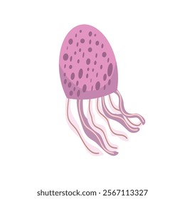 Purple jellyfish. Cute jellyfish. Medusa. Underwater animal. Ocean creatures. Jellyfish Illustration. 