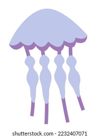 Purple jellyfish in flat style. Beautiful underwater inhabitant.