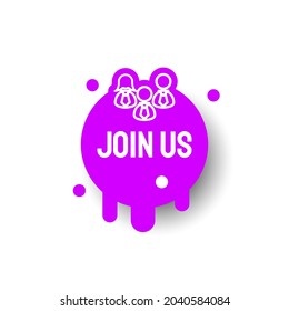 Purple Join Us Icon Label Sign Brand Tag Banner Ribbon Isolated Background Vector Design Style Illustration