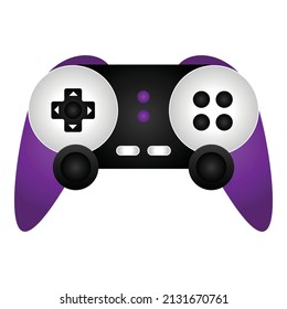 Purple joystick icon cartoon vector. Game control. Gamer console