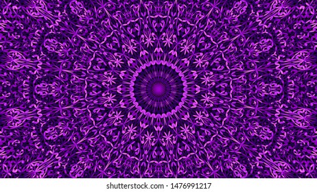 Purple jungle garden mandala pattern wallpaper design - symmetrical abstract vector yoga background illustration