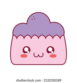 Purple Kawaii Muffin Over White