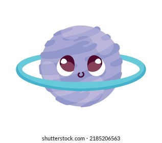 Purple Kawaii Planet Space Isolated Icon