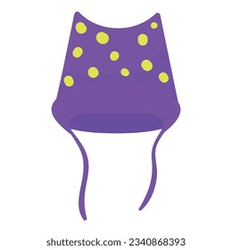 Purple kid winter cap icon cartoon vector. Cold outfit. Warm accessory