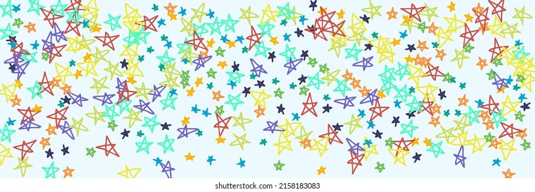 Purple Kids White Red Violet Grey Vibrant Handdrawn Stars. Naive Orange Bright Turquoise Chaotic Pink Blue Neon Wallpaper. Mint Green Vivid Childish Yellow Stars White Illustration.