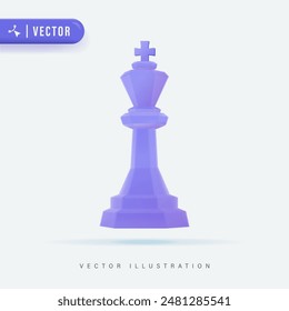 Purple King Chess 3D Style over Isolated Background