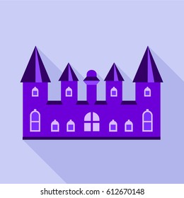 Purple kingdom palace icon. Flat illustration of purple kingdom palace vector icon for web